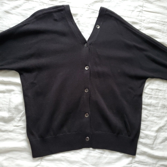 Kate Spade Saturday Knit Front to Back Button Up Cardigan Sweater - Black - Picture 5 of 11